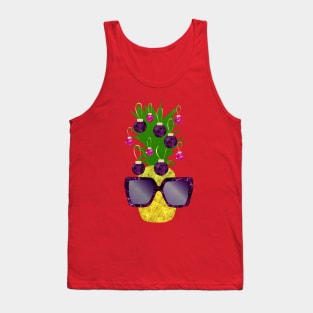 Purple Pineapple Christmas with Glasses Tank Top